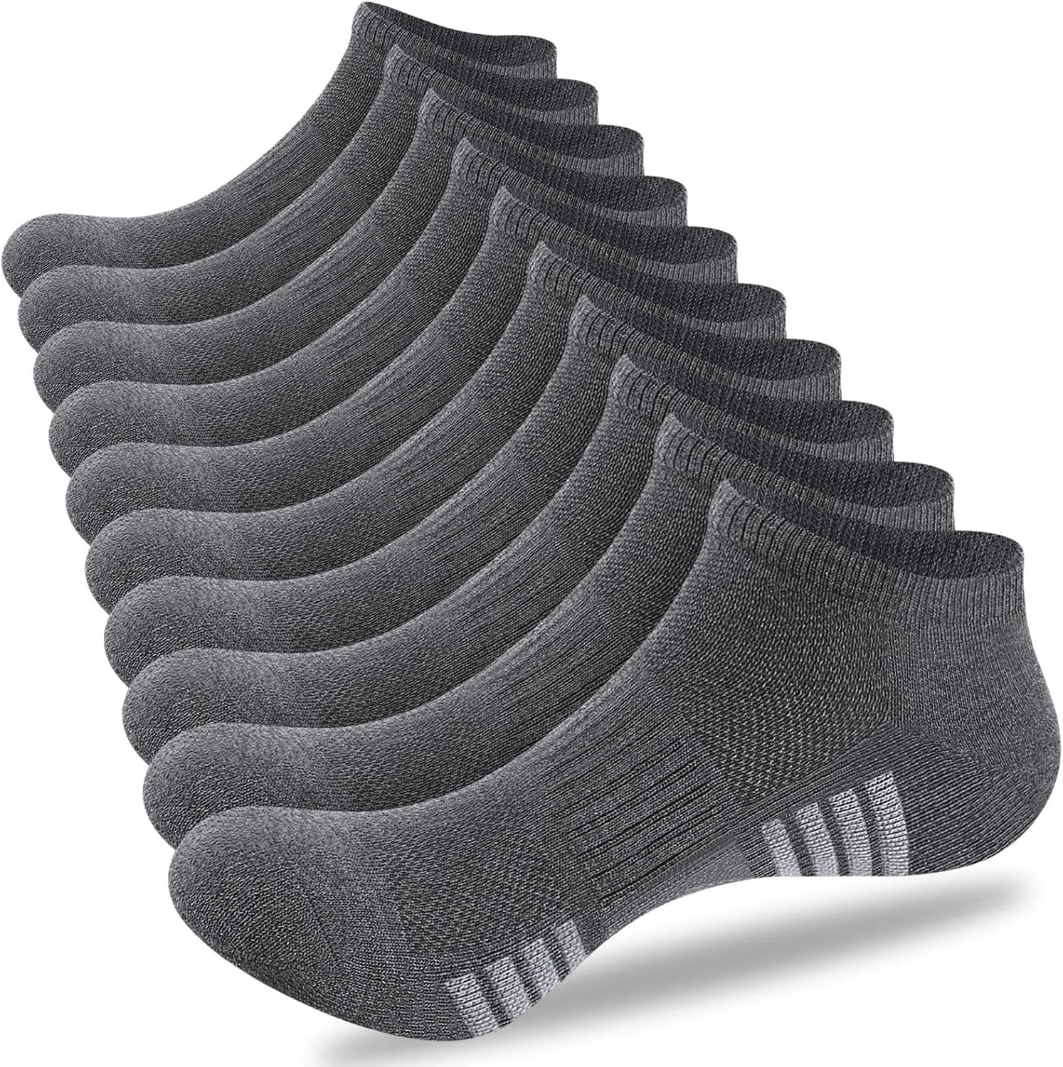 10 Pairs Mens Ankle Socks Cushioned Athletic Running Casual Low Cut Socks for Men
