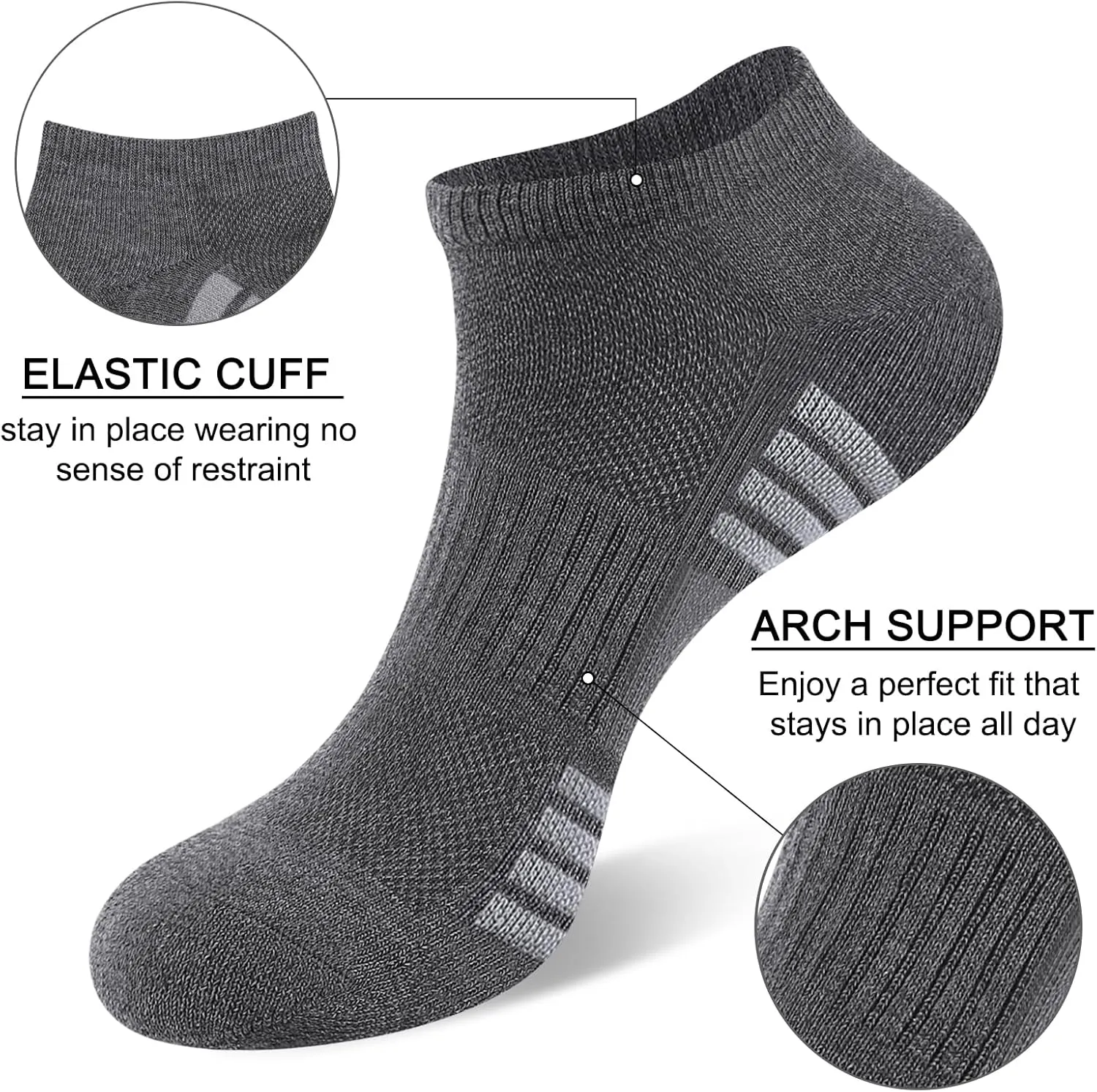 10 Pairs Mens Ankle Socks Cushioned Athletic Running Casual Low Cut Socks for Men