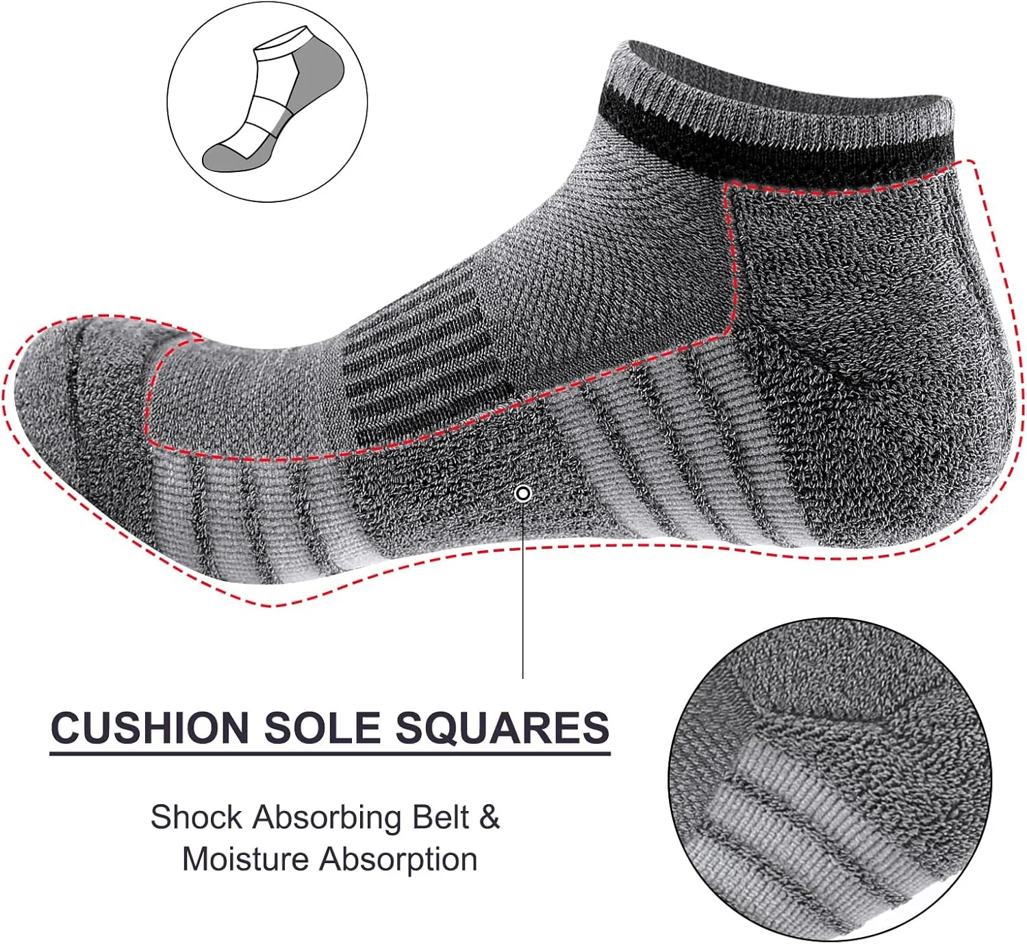 10 Pairs Mens Ankle Socks Cushioned Athletic Running Casual Low Cut Socks for Men