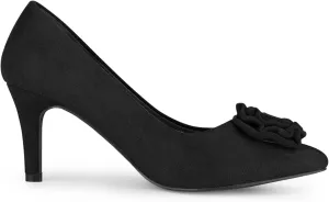 Allegra K Women's Flower Closed Pointed Toe Stiletto Heels Shoes Pumps