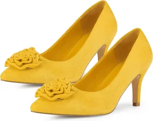 Allegra K Women's Flower Closed Pointed Toe Stiletto Heels Shoes Pumps