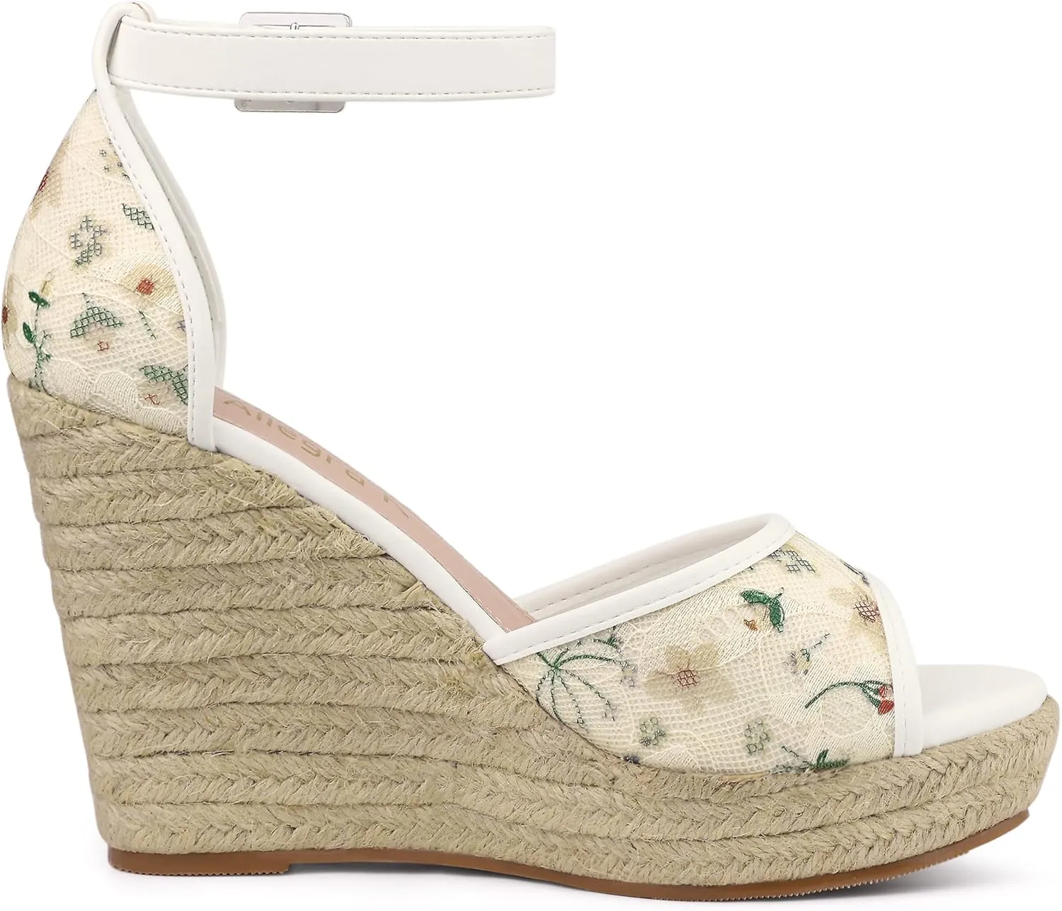 Allegra K Women's Lace Platform Espadrilles Wedge Heels Sandals
