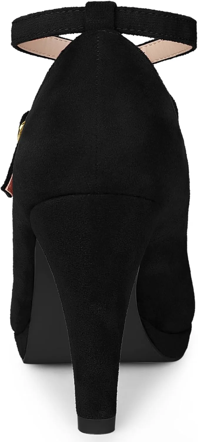 Allegra K Women's Platform Cross Strap Stiletto Heels Mary Jane Pumps