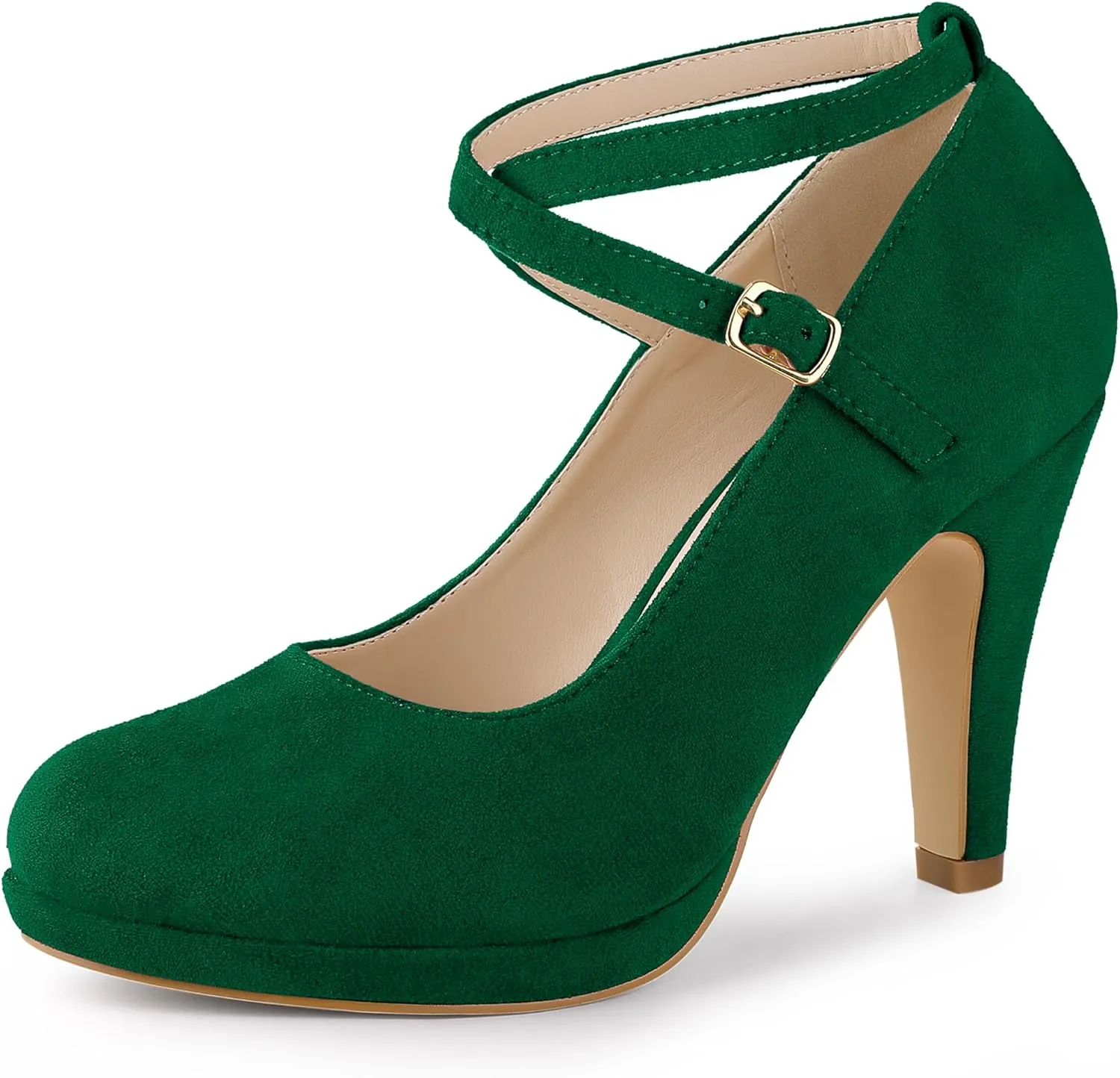 Allegra K Women's Platform Cross Strap Stiletto Heels Mary Jane Pumps