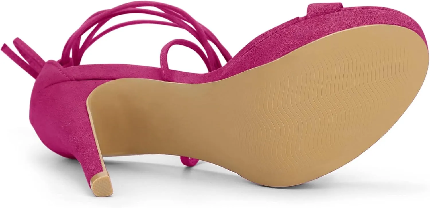 Allegra K Women's Platform Stiletto Heels Lace Up Sandals
