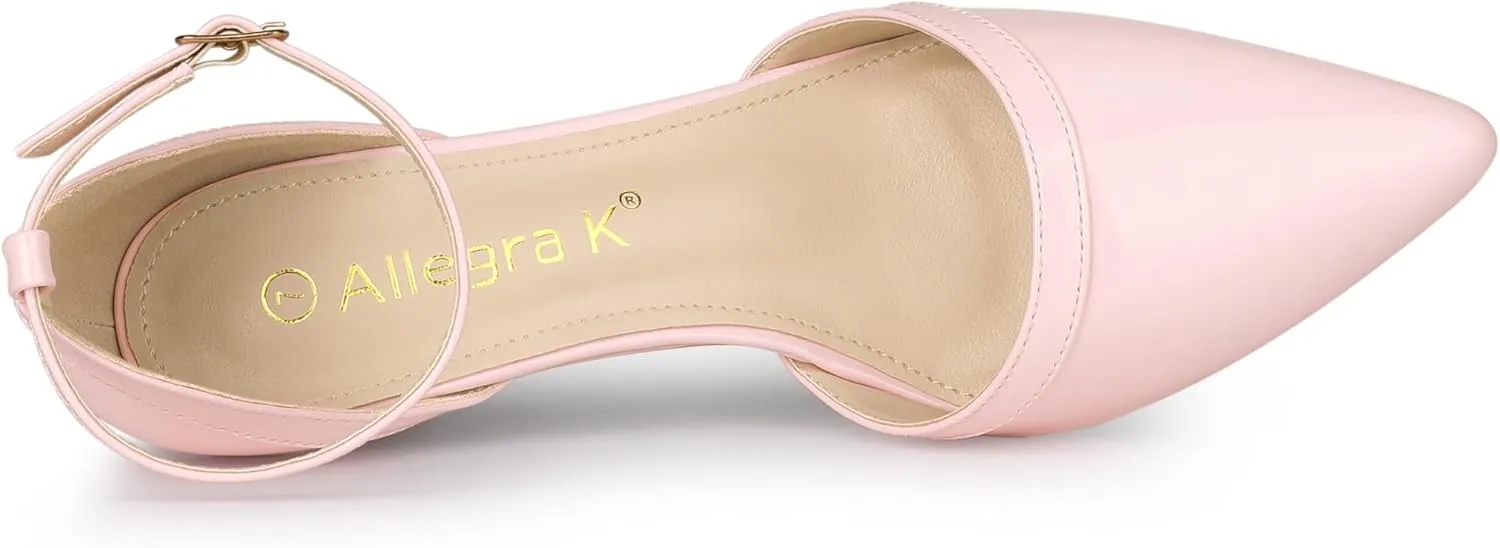 Allegra K Women's Pointed Toe Stiletto High Heel Pumps Ankle Strap Wedding Bridal Evening Party Dress Shoes