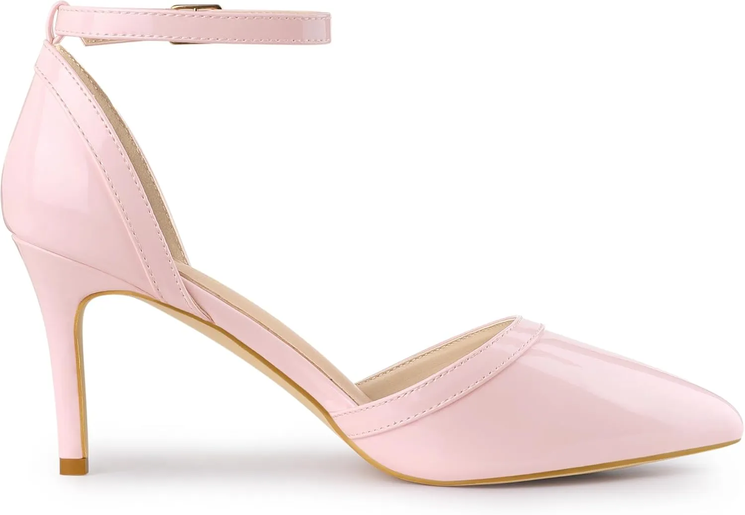 Allegra K Women's Pointed Toe Stiletto High Heel Pumps Ankle Strap Wedding Bridal Evening Party Dress Shoes