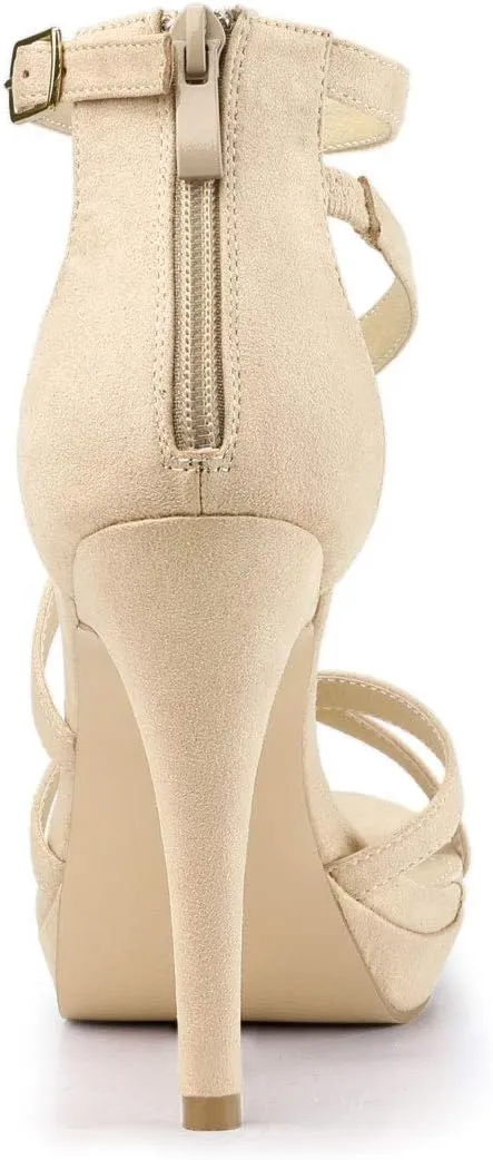 Allegra K Women's Strappy Platform Stiletto Heels Sandals
