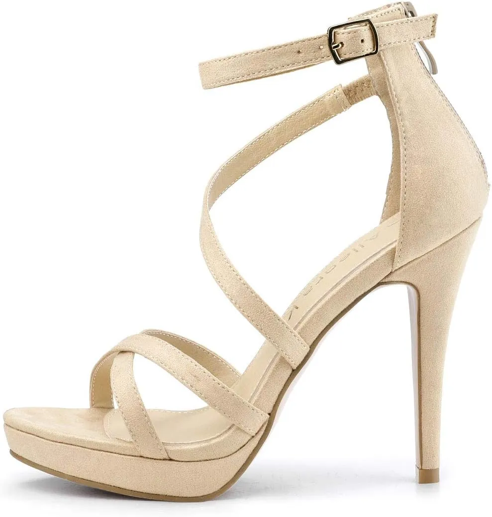 Allegra K Women's Strappy Platform Stiletto Heels Sandals