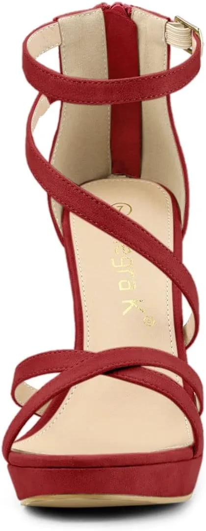 Allegra K Women's Strappy Platform Stiletto Heels Sandals