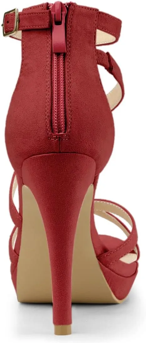 Allegra K Women's Strappy Platform Stiletto Heels Sandals