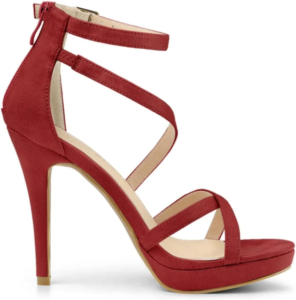 Allegra K Women's Strappy Platform Stiletto Heels Sandals