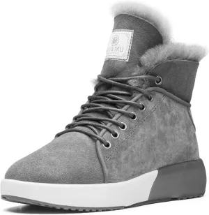 AU&MU Sheepskin Taurus Series Couple Adjustable Short Fur Wool Ankle Snow Winter Boots