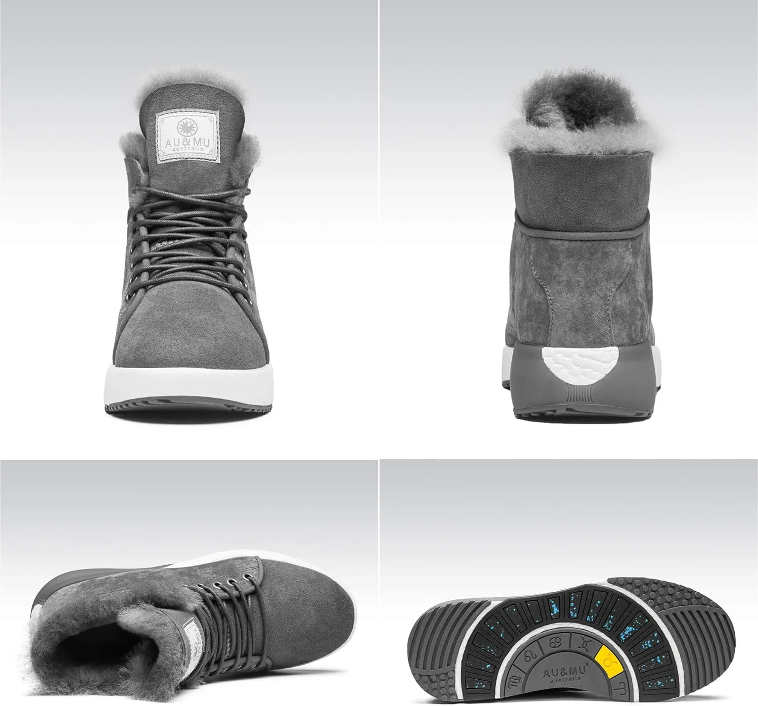 AU&MU Sheepskin Taurus Series Couple Adjustable Short Fur Wool Ankle Snow Winter Boots