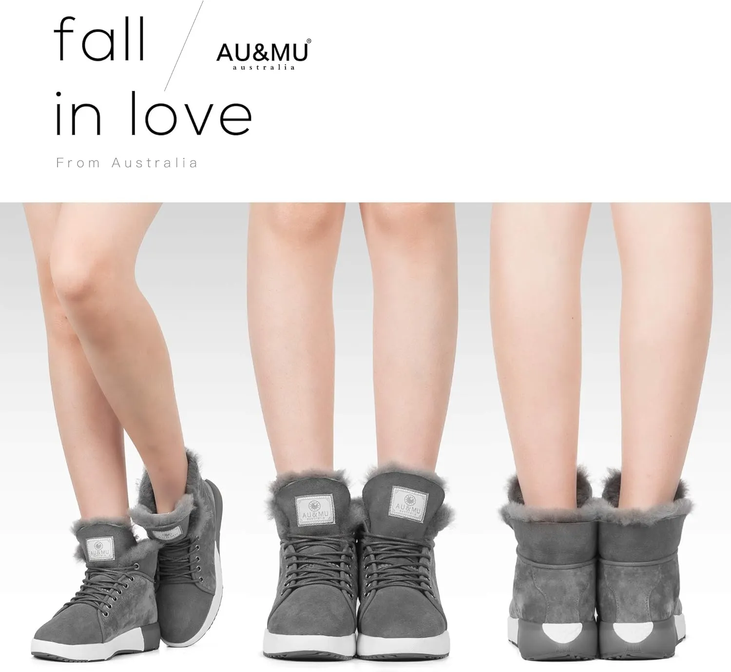 AU&MU Sheepskin Taurus Series Couple Adjustable Short Fur Wool Ankle Snow Winter Boots
