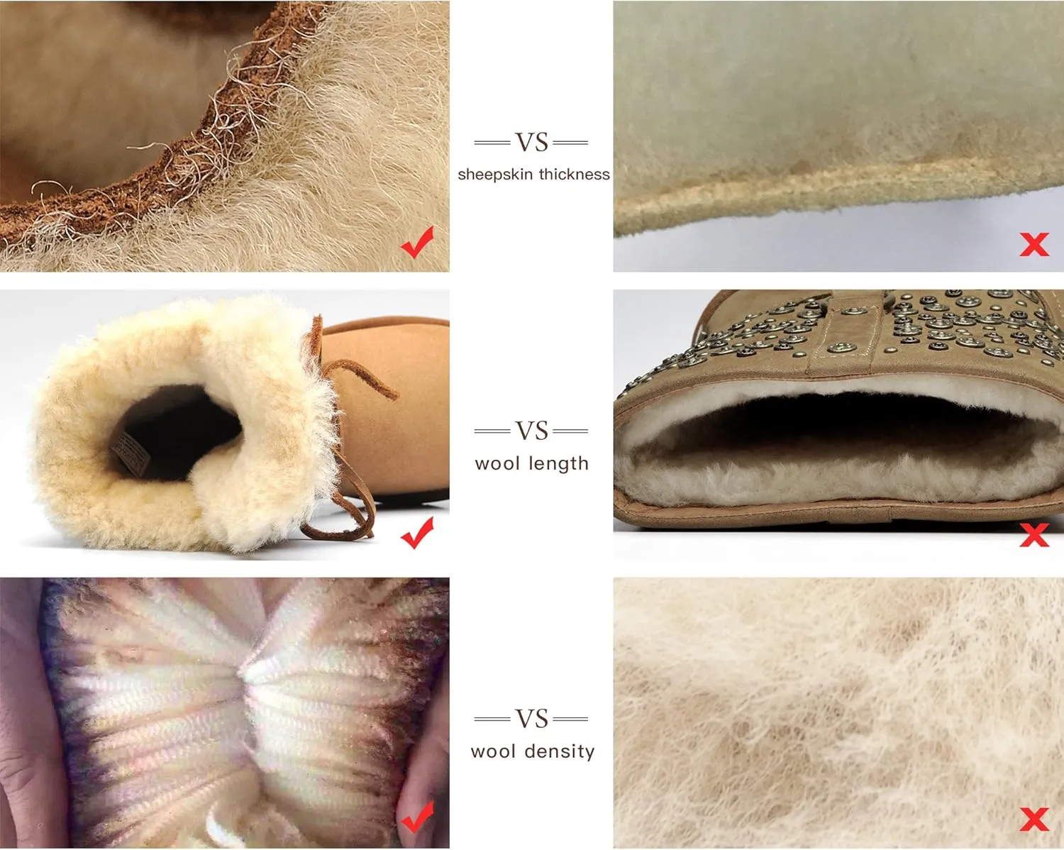 AU&MU Sheepskin Taurus Series Couple Adjustable Short Fur Wool Ankle Snow Winter Boots