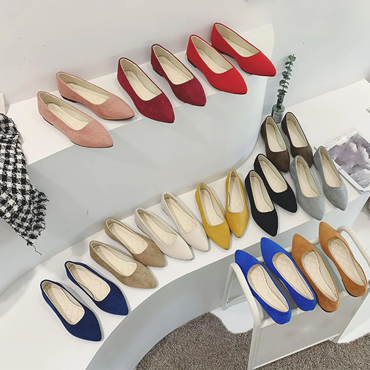 Ballet Flats Shoes for Women Dressy Comfortable Flat Pointed Toe Shoes for Women Mary Jane Shoe Womens Flats
