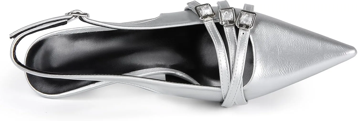 baobeijiadao Womens Slingback Stiletto Heels Pointed Toe Slip On Pumps Closed Toe Heeled Sandals Patent Leather Dress Shoes for Women