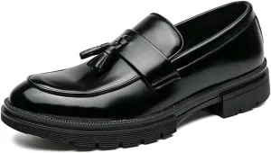 Casual Business Oxford Leather Shoes Men's Slip-On Dress Shoes Comfortable Walking Shoes Office Loafers Work Flats
