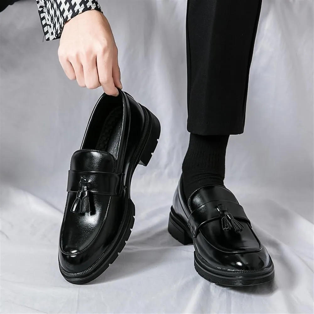 Casual Business Oxford Leather Shoes Men's Slip-On Dress Shoes Comfortable Walking Shoes Office Loafers Work Flats