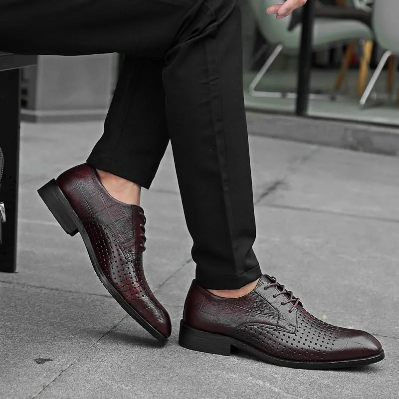 Classic Pointed Toe Oxford Shoes for Men - Formal Tuxedo Business Lace Up Dress Shoes