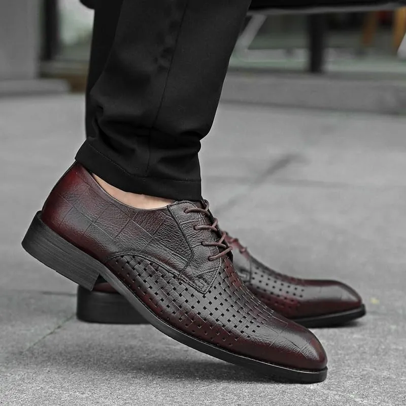 Classic Pointed Toe Oxford Shoes for Men - Formal Tuxedo Business Lace Up Dress Shoes