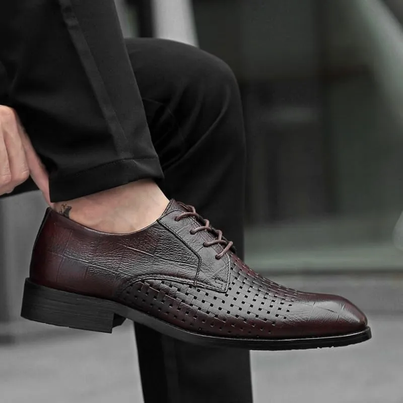 Classic Pointed Toe Oxford Shoes for Men - Formal Tuxedo Business Lace Up Dress Shoes