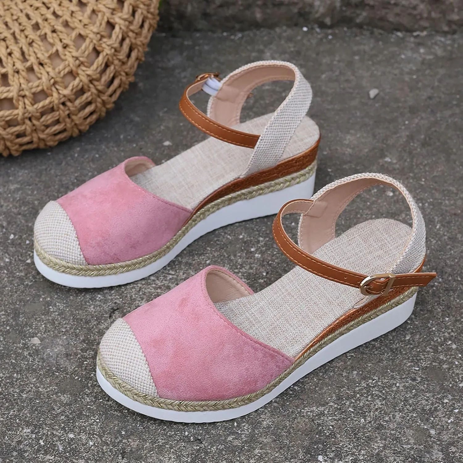 Closed Toe Platform Wedge Sandals for Women Heel Casual Womens, 2025 Espadrilles Chunky Platform Heels for Women Sandals