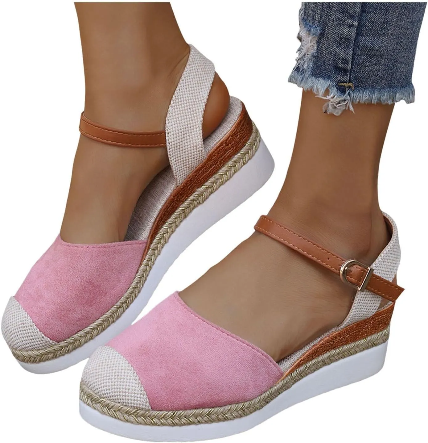 Closed Toe Platform Wedge Sandals for Women Heel Casual Womens, 2025 Espadrilles Chunky Platform Heels for Women Sandals