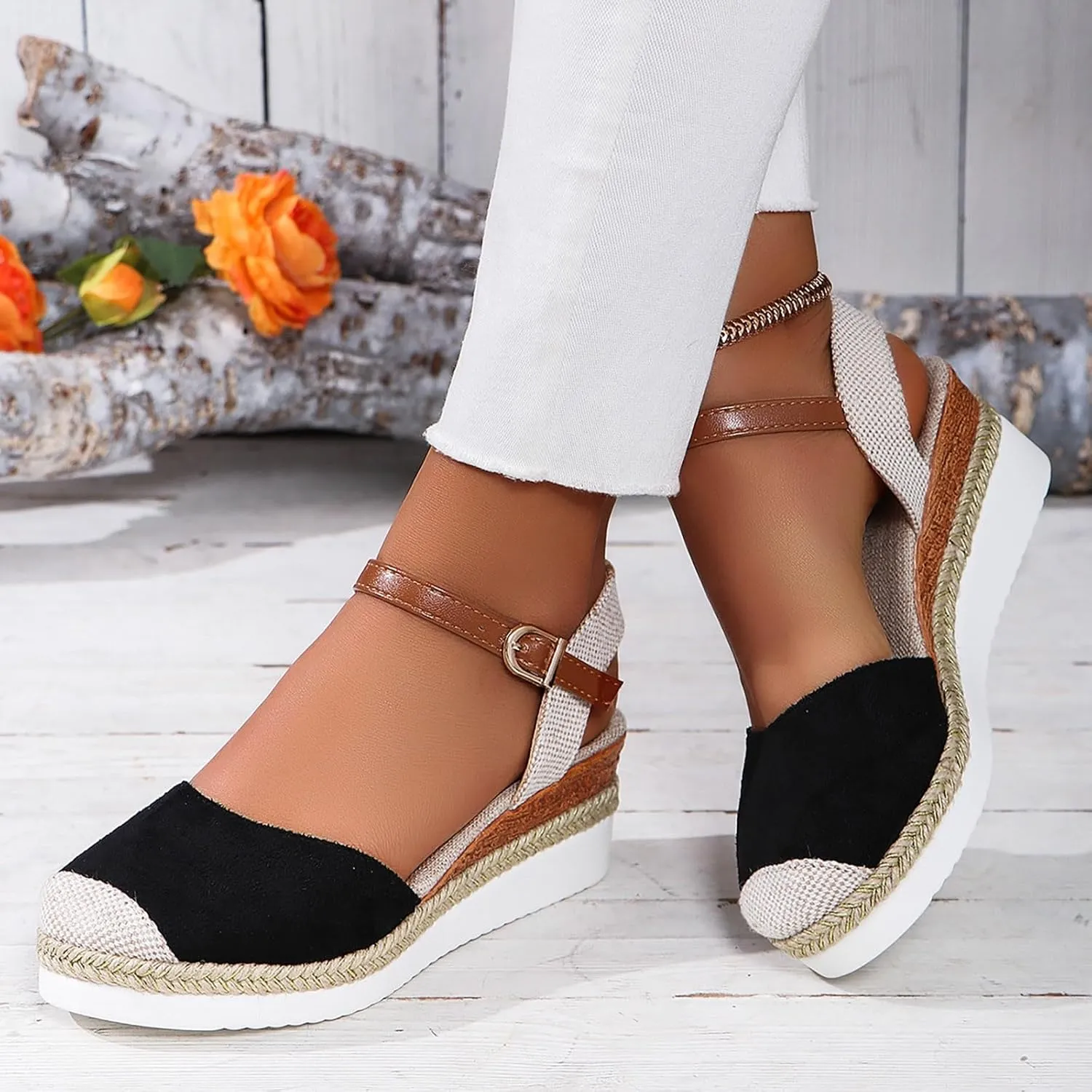 Closed Toe Platform Wedge Sandals for Women Heel Casual Womens, 2025 Espadrilles Chunky Platform Heels for Women Sandals