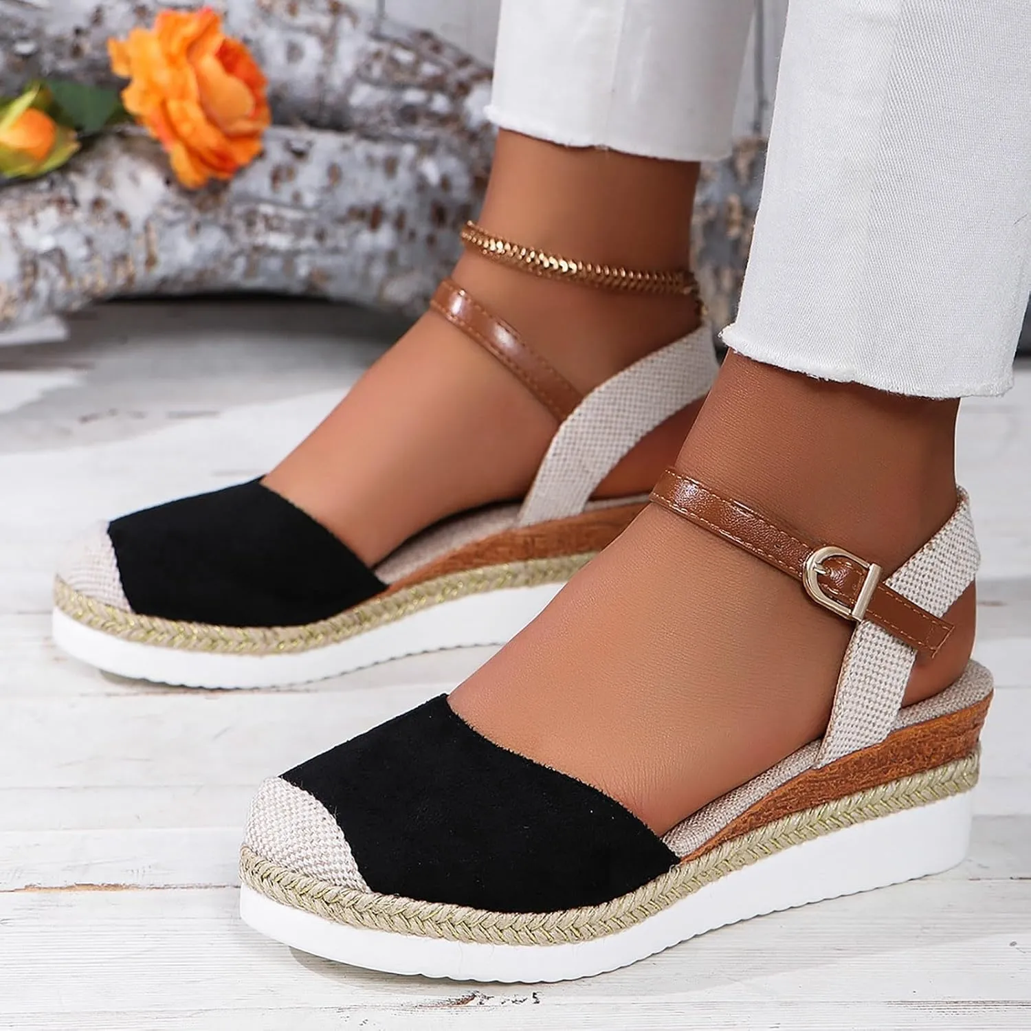Closed Toe Platform Wedge Sandals for Women Heel Casual Womens, 2025 Espadrilles Chunky Platform Heels for Women Sandals