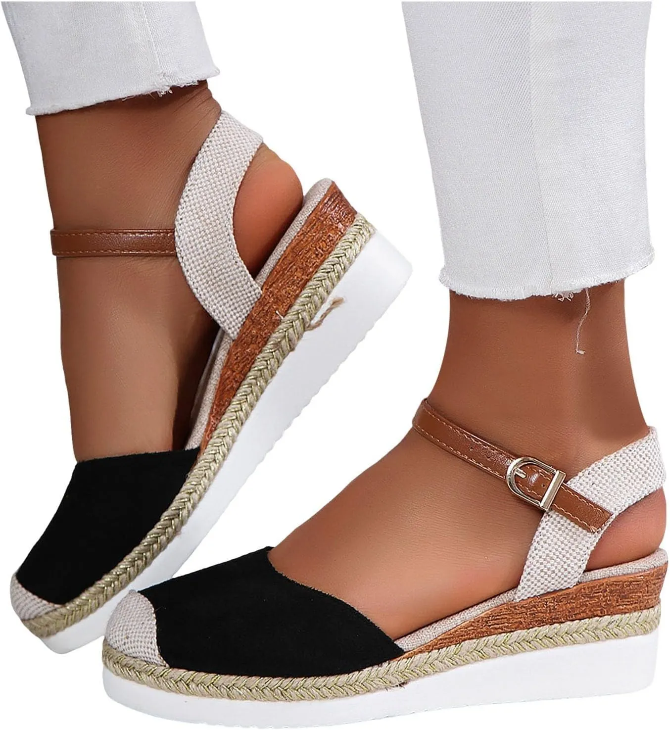 Closed Toe Platform Wedge Sandals for Women Heel Casual Womens, 2025 Espadrilles Chunky Platform Heels for Women Sandals