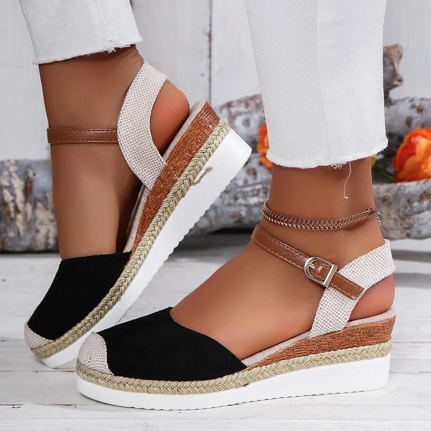 Closed Toe Platform Wedge Sandals for Women Heel Casual Womens, 2025 Espadrilles Chunky Platform Heels for Women Sandals