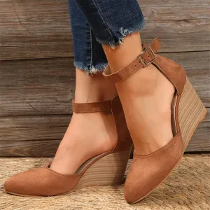 Closed Toe Wedges for Women 2025 Dressy Pointed Toe Platform Wedge Sandals Ankle Strap Heeled Espadrilles Sandals Ladies Comfortable Summer Dress Shoes for Beach Wedding