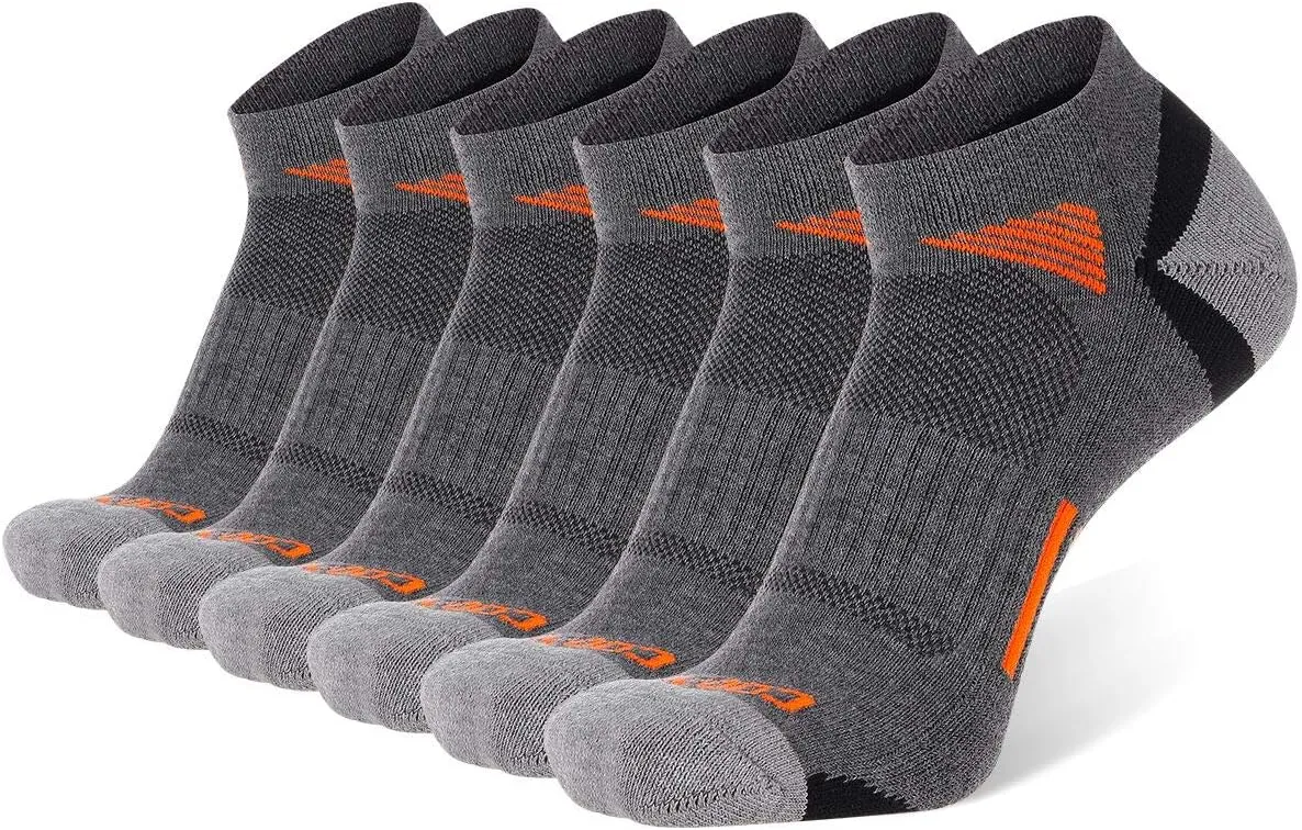 COOVAN Mens Ankle Athletic Socks Low Cut Cushioned Breathable Running Sports Socks 6 Pack