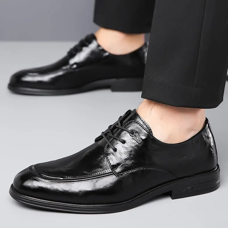 Dress Oxford for Men Brogue Men Lace-Up Business Dress Shoes Man Stylish New Shoes Leather Dress Mens Casual Office Party Wedding Shoe