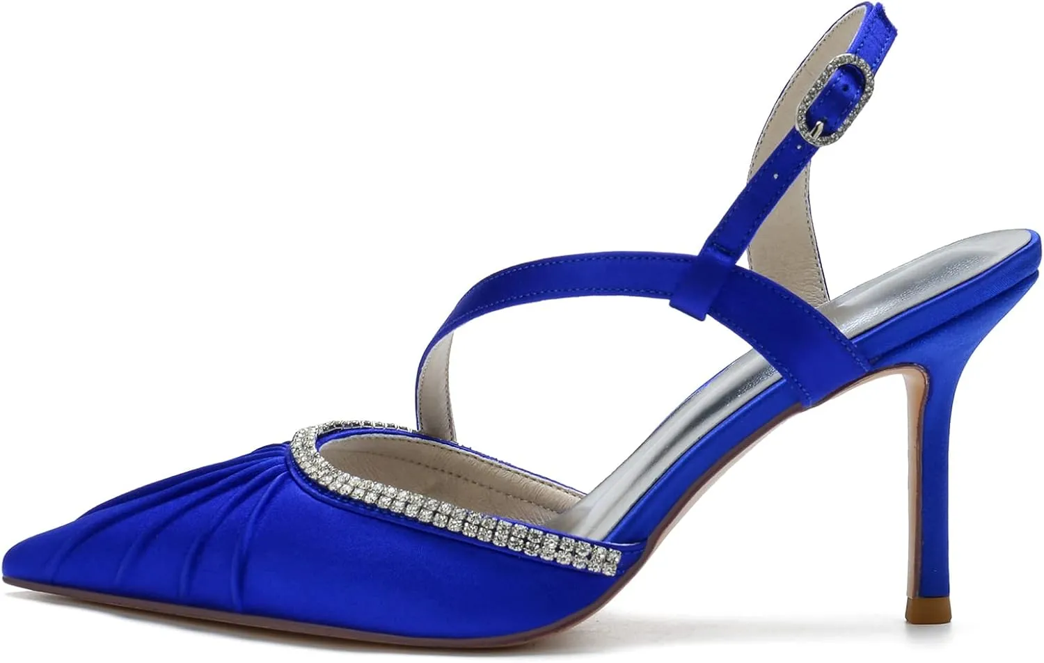 DXSYMJM Slingback Sandals Women's Closed Pointed Toe Stiletto High Heel Wedding Shoes with Rhinestones