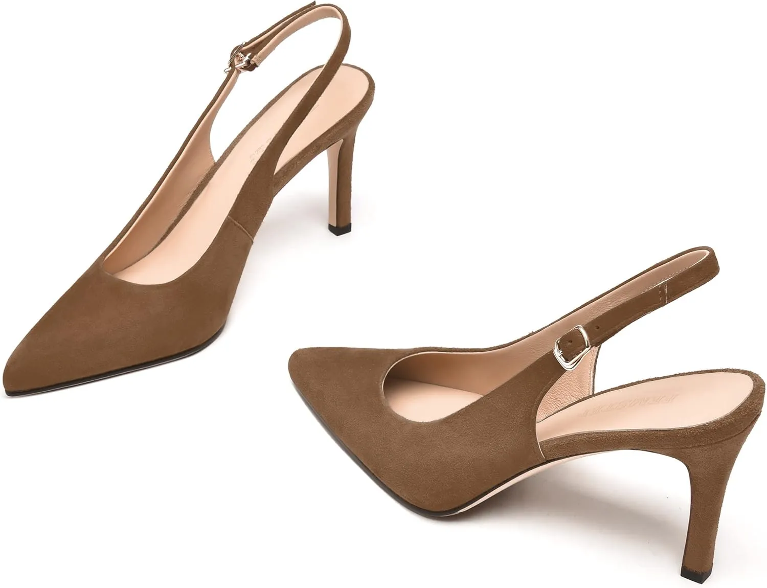 FEMSTEP Womens Sexy Pointed Toe Suede Leather Evening Slingback Stiletto High Heel Pumps Shoes 3.3 Inch