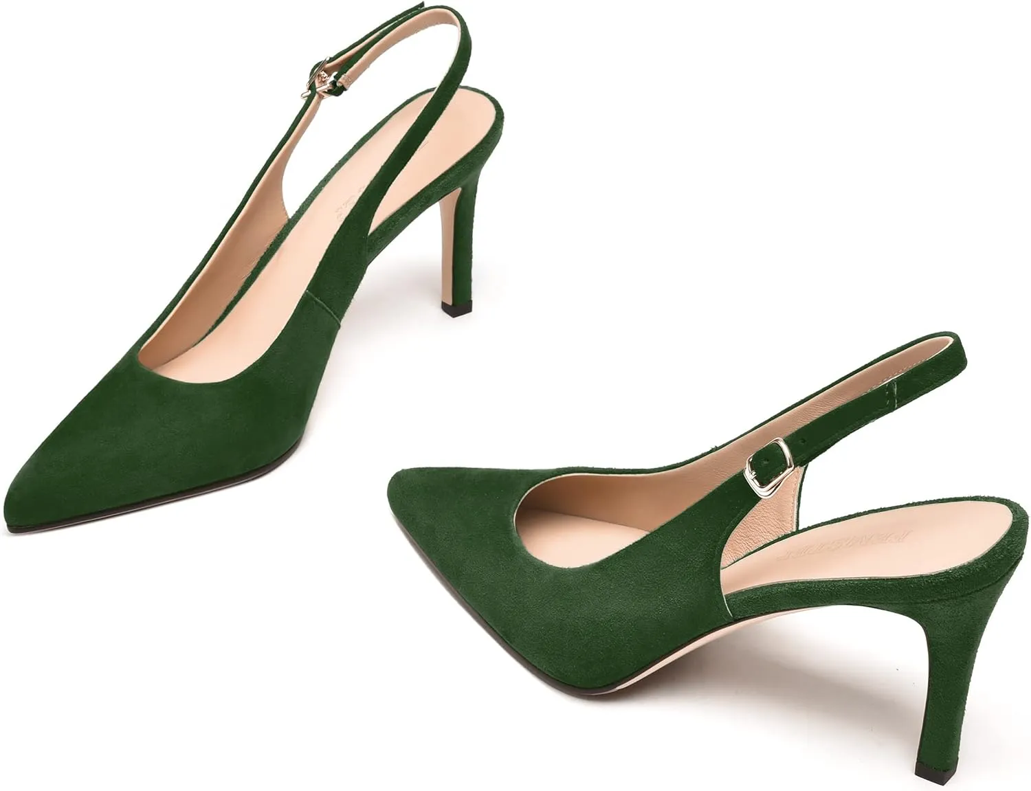 FEMSTEP Womens Sexy Pointed Toe Suede Leather Evening Slingback Stiletto High Heel Pumps Shoes 3.3 Inch