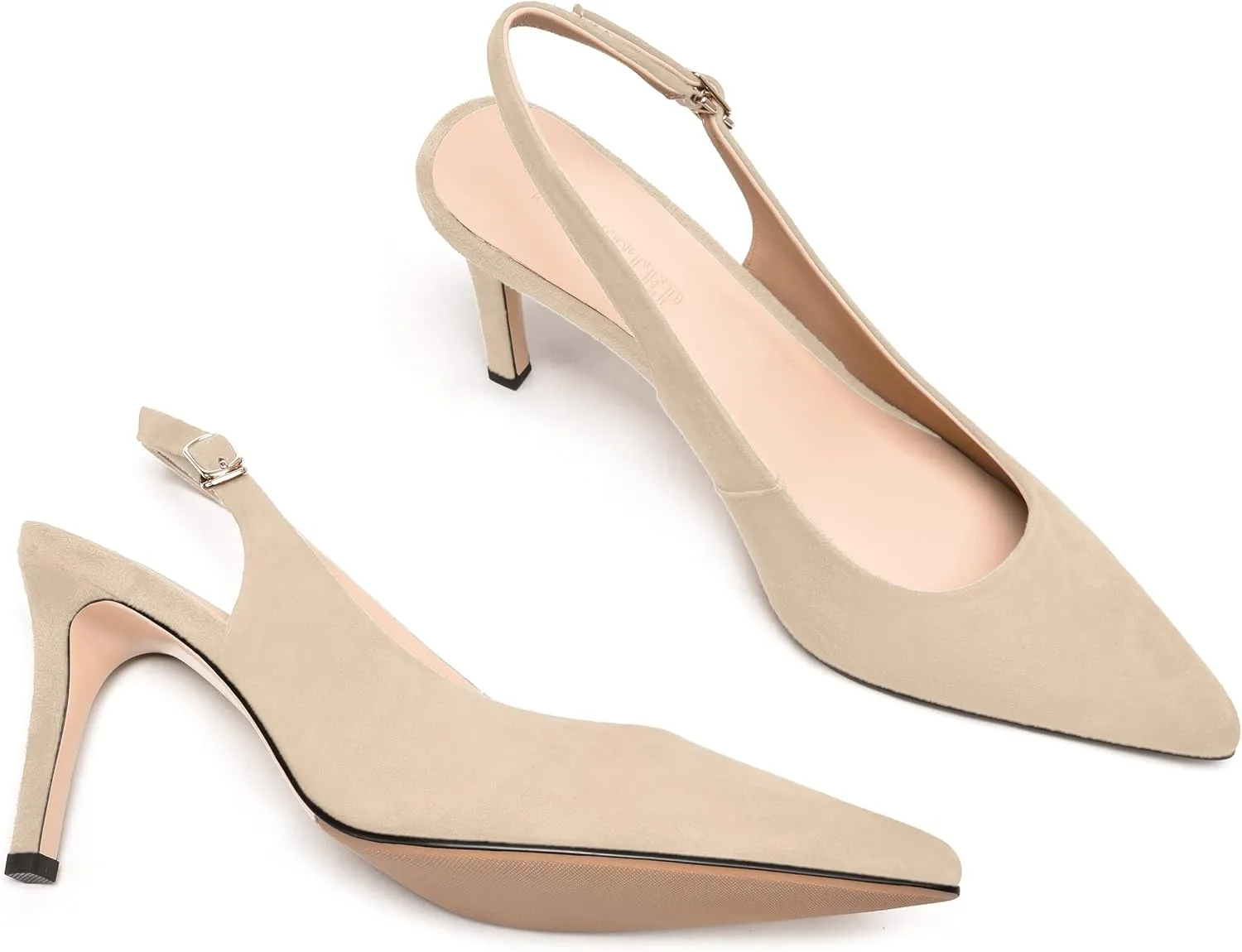 FEMSTEP Womens Sexy Pointed Toe Suede Leather Evening Slingback Stiletto High Heel Pumps Shoes 3.3 Inch