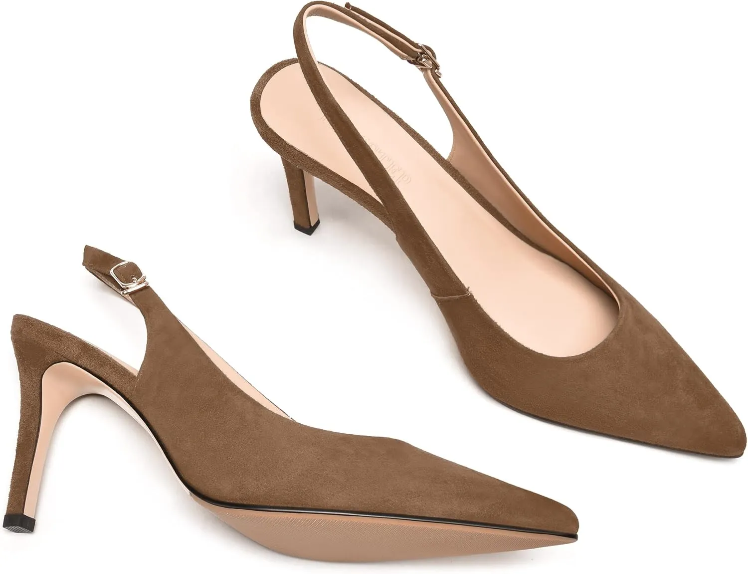 FEMSTEP Womens Sexy Pointed Toe Suede Leather Evening Slingback Stiletto High Heel Pumps Shoes 3.3 Inch