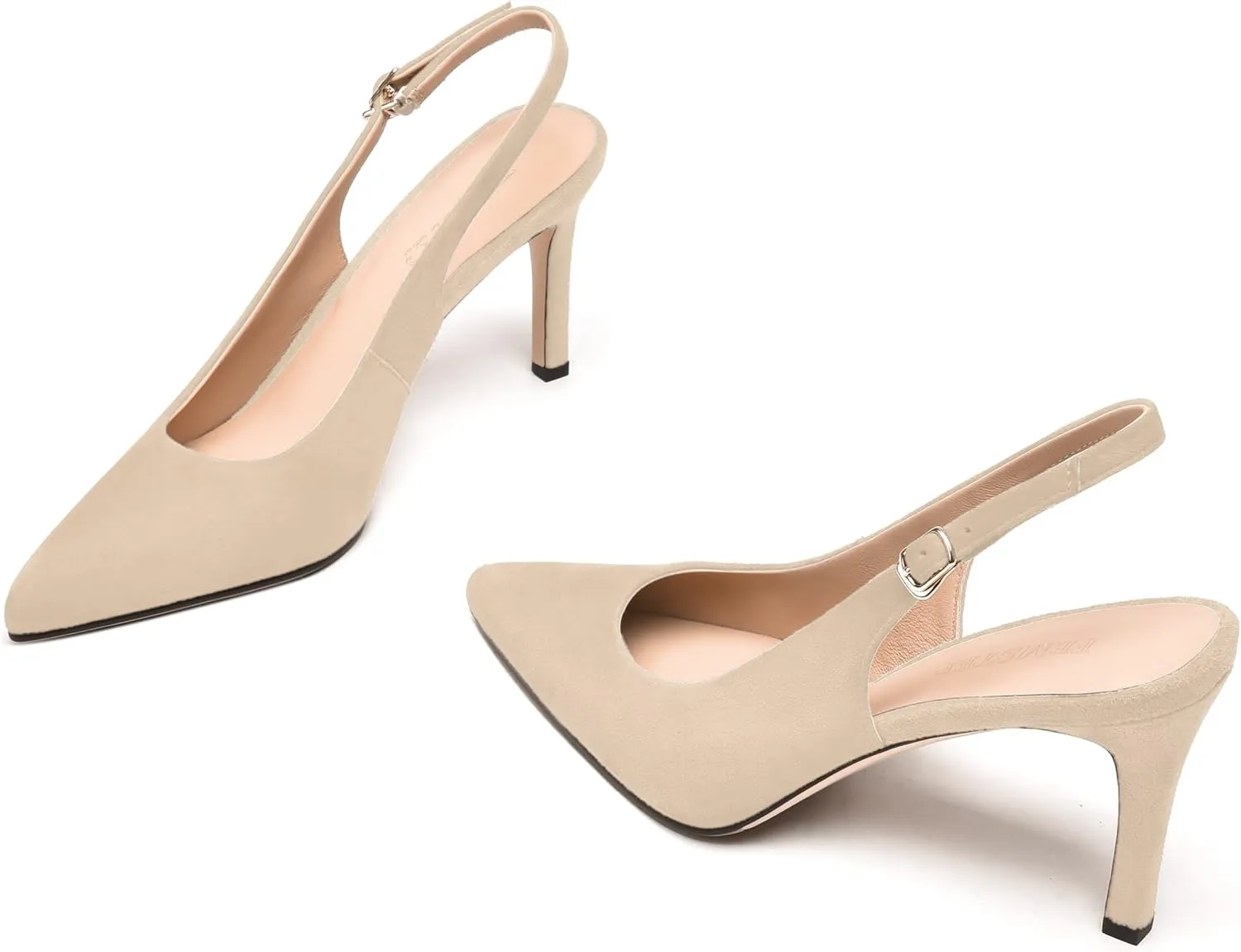 FEMSTEP Womens Sexy Pointed Toe Suede Leather Evening Slingback Stiletto High Heel Pumps Shoes 3.3 Inch