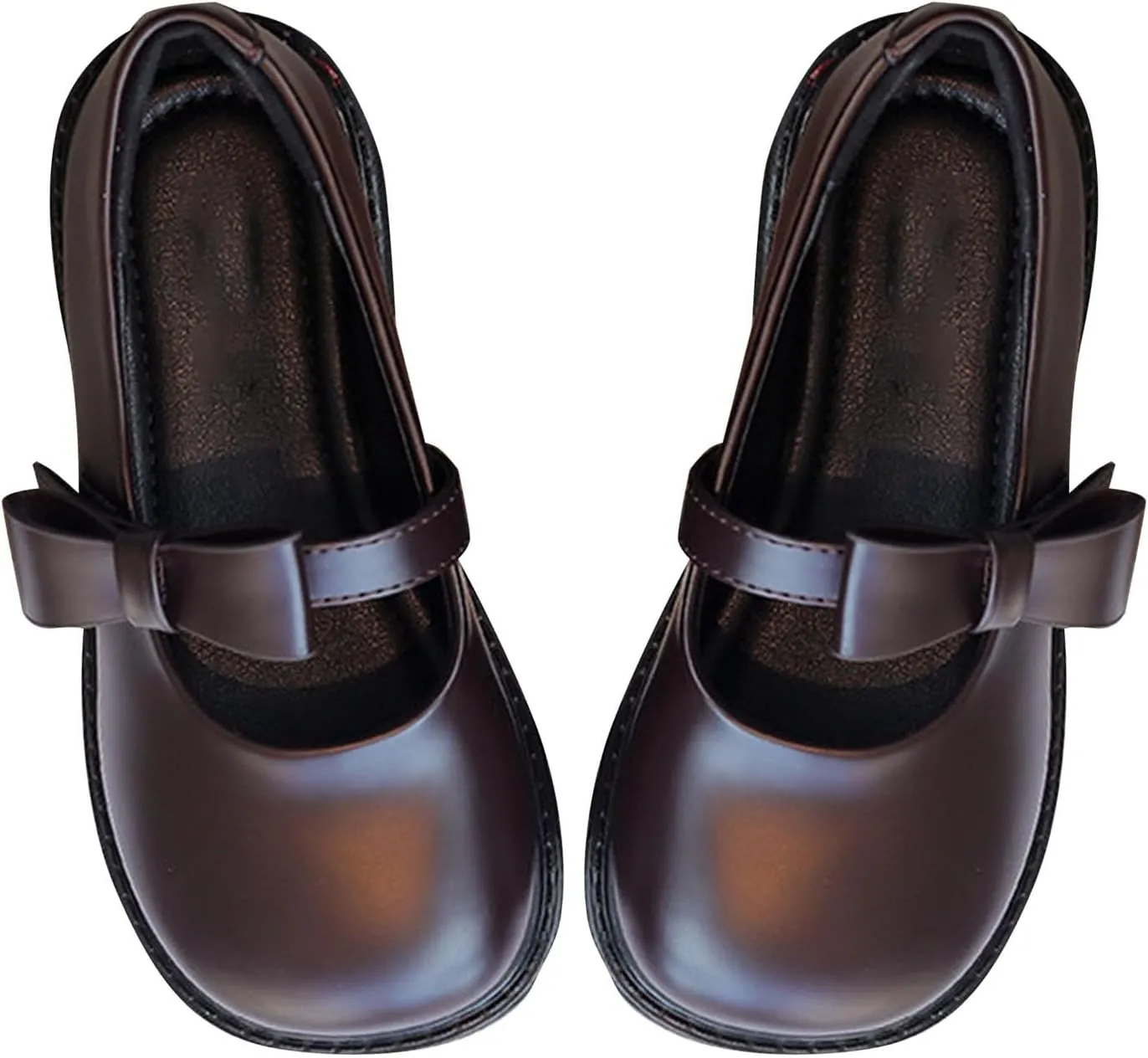 Girl's Classic Mary Jane School Uniform Dress Shoes Flats Dress Shoes Pu Leather Strap Princess Thick Non-Slip Shoes