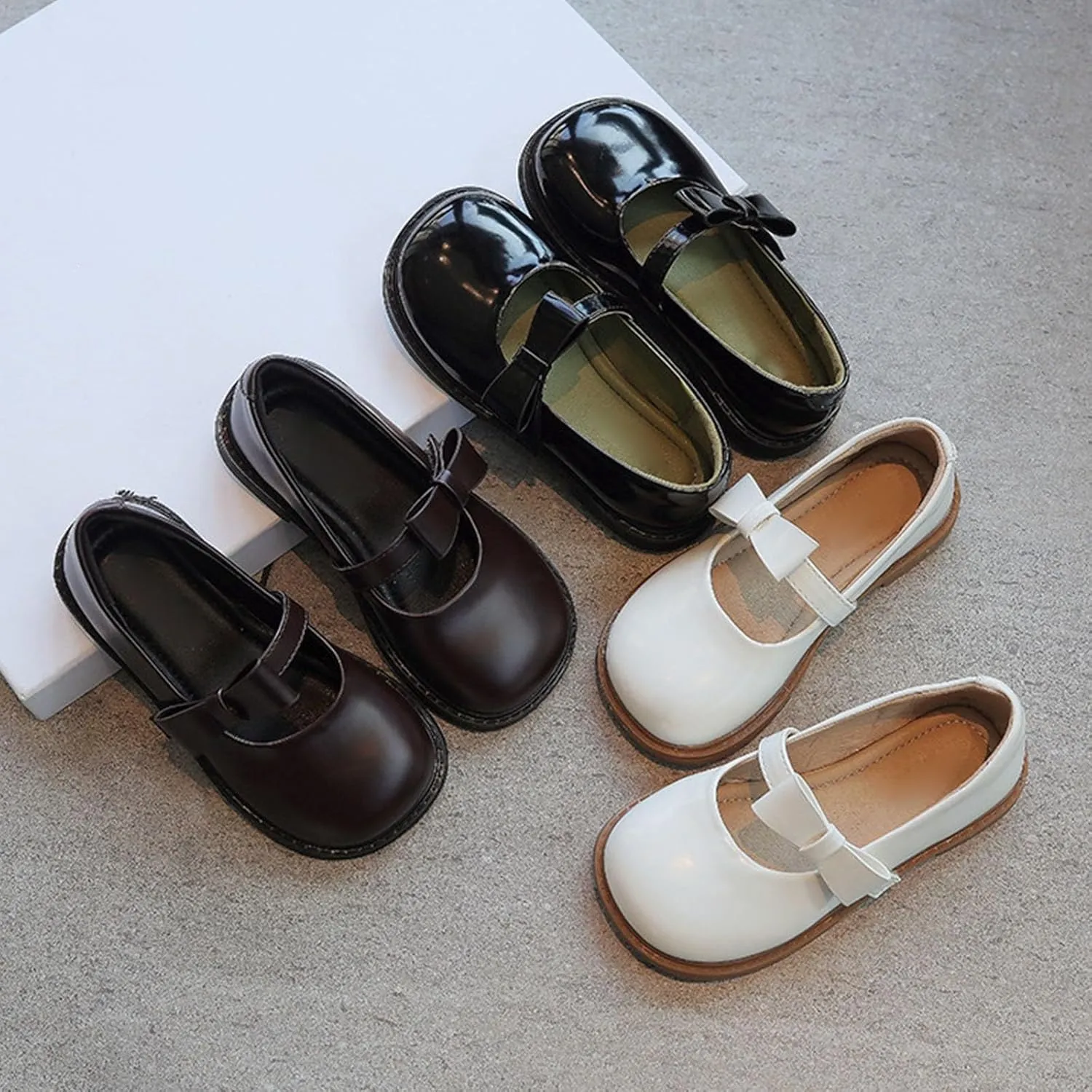 Girl's Classic Mary Jane School Uniform Dress Shoes Flats Dress Shoes Pu Leather Strap Princess Thick Non-Slip Shoes
