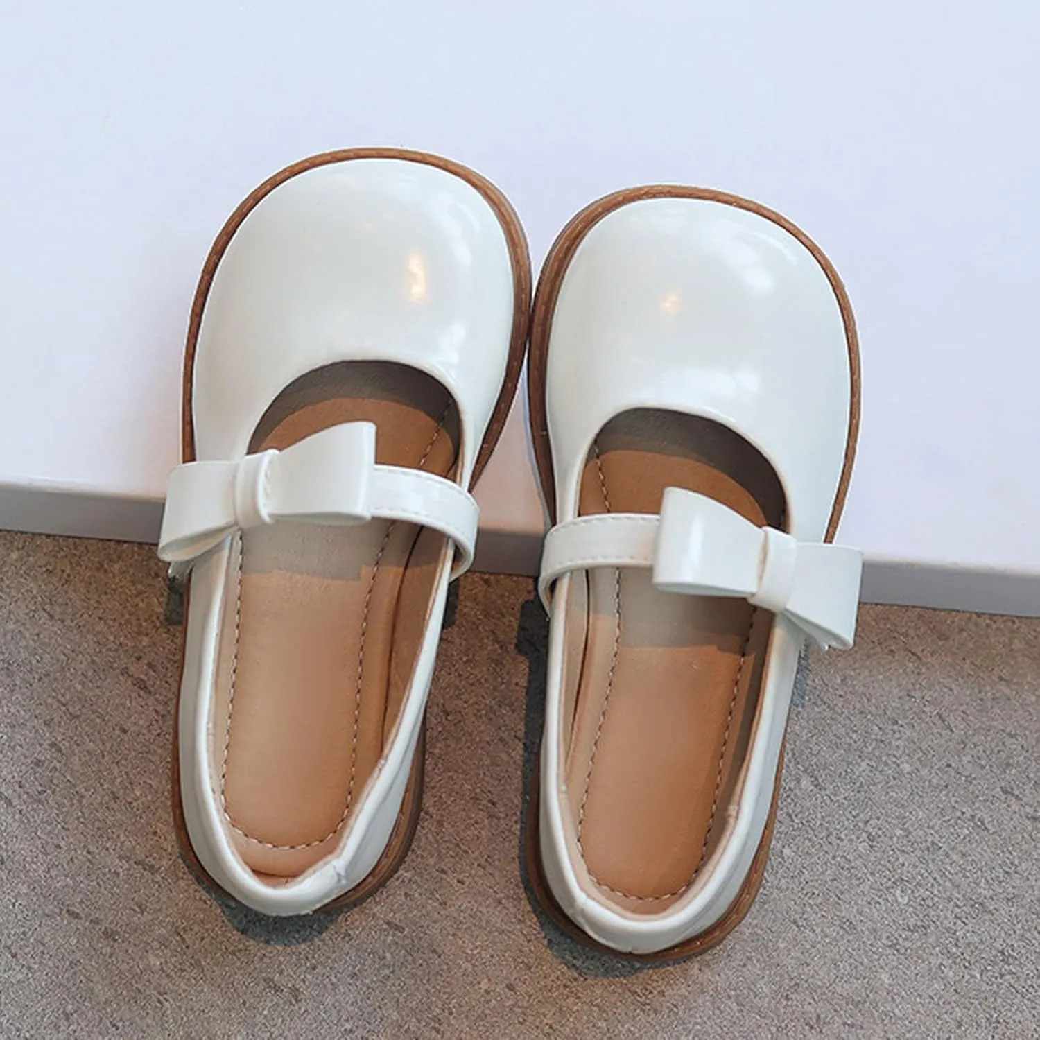 Girl's Classic Mary Jane School Uniform Dress Shoes Flats Dress Shoes Pu Leather Strap Princess Thick Non-Slip Shoes