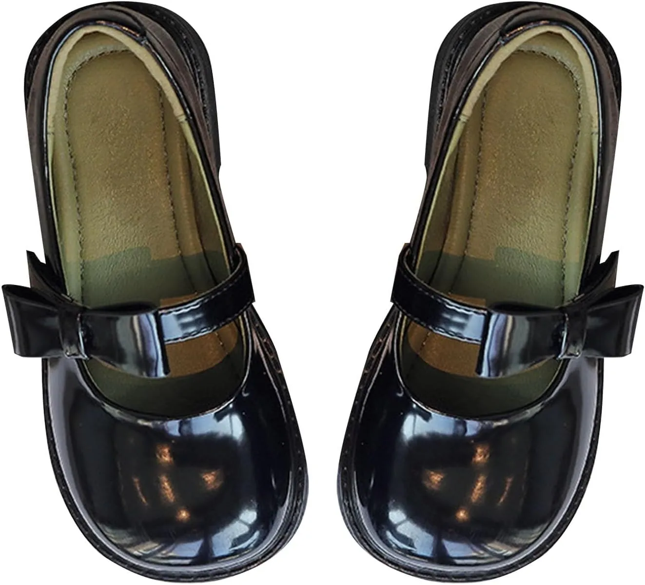 Girl's Classic Mary Jane School Uniform Dress Shoes Flats Dress Shoes Pu Leather Strap Princess Thick Non-Slip Shoes