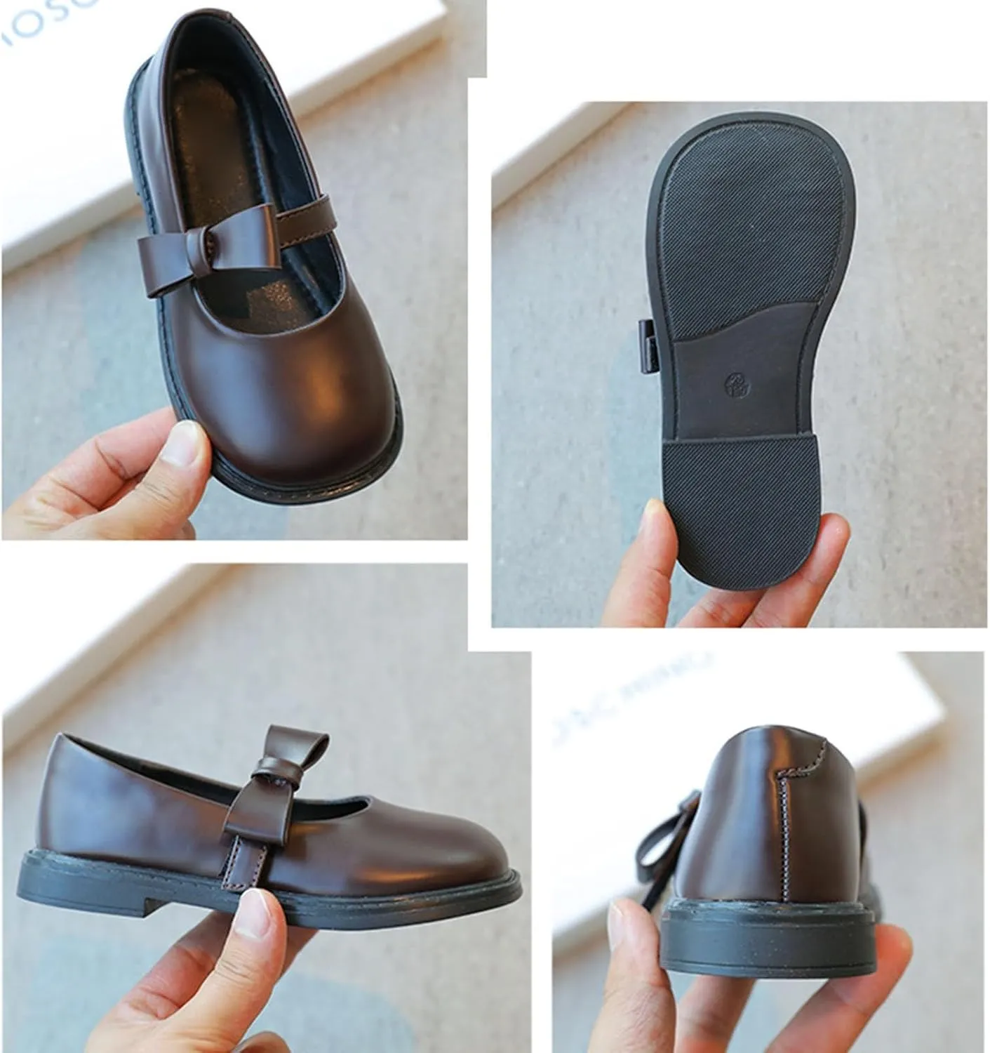 Girl's Classic Mary Jane School Uniform Dress Shoes Flats Dress Shoes Pu Leather Strap Princess Thick Non-Slip Shoes