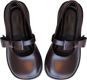 Girl's Classic Mary Jane School Uniform Dress Shoes Flats Dress Shoes Pu Leather Strap Princess Thick Non-Slip Shoes