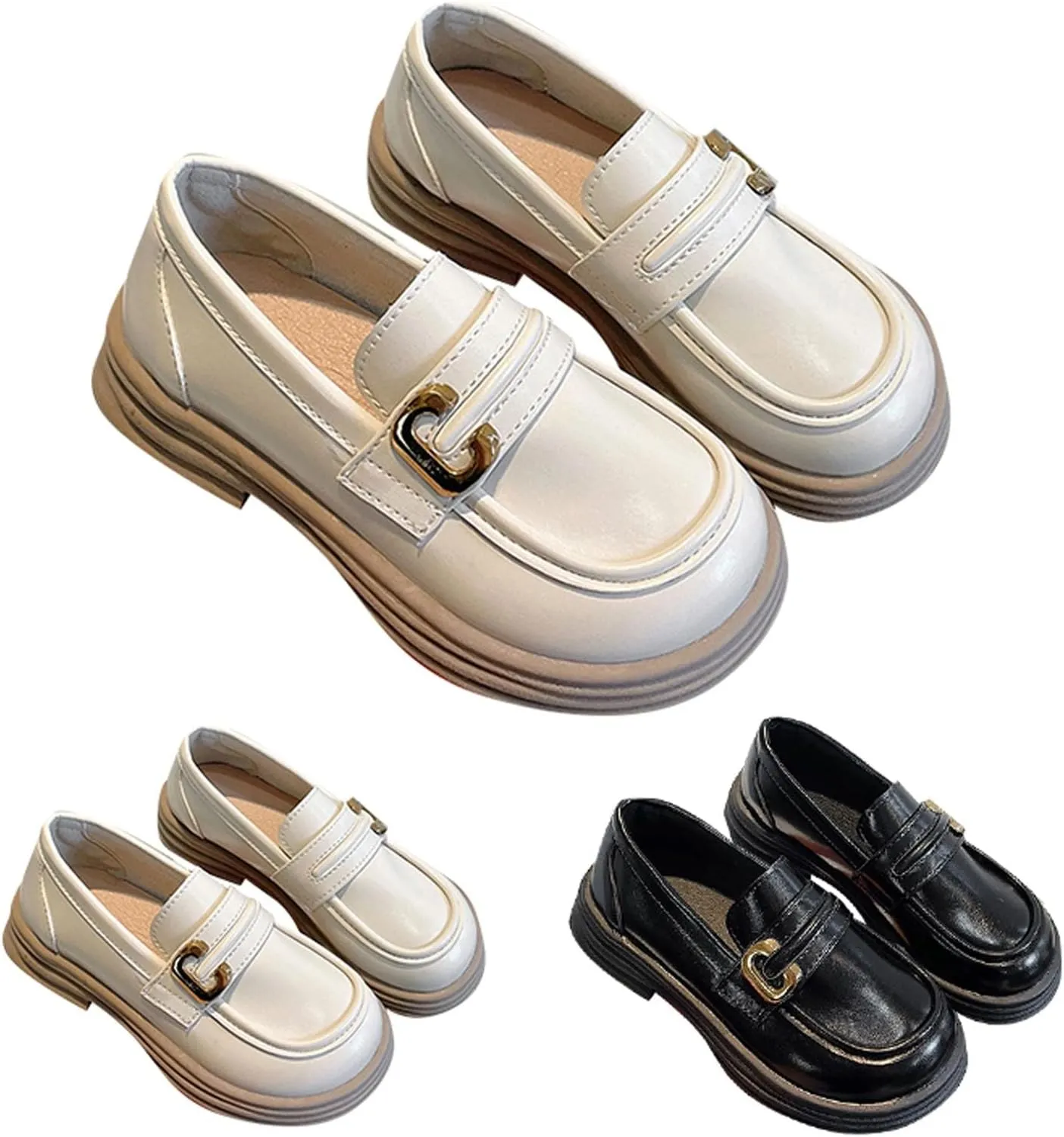 Girls Loafers Chunky Platform Classic Dress Shoes Little Kid PU Leather Rubber Sole Oxfor𝐝 School Mary Girl Shoes