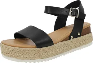 Gladiator Sandals for Women with Arch Support Casual Espadrilles Trim Flatform Wedge Sandals Beach Shoes